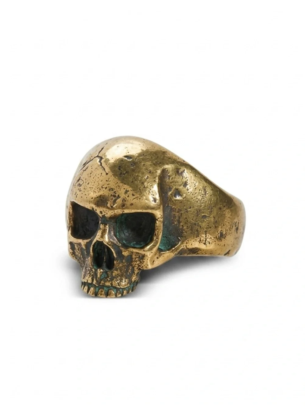 $398 Brand New John Varvatos Artisan Brass Skull Ring Size 11